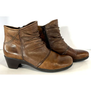Earth Origins Leather Booties Women Sz 8 Cammie Ankle Brown Zip Comfort Shoes